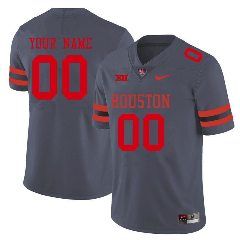 Custom Houston Cougars Name And Number College Football Jerseys Stitched-Gray